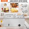 imageVEVOR Commercial Food Warmer 1500W Electric Stainless Steel Steam Food Warmer with Lid 6Pan Fast Heating Countertop Buffet Bain Marie with Soup ampamp Perforated Ladles for Catering Restaurant Party1x12Pan and 2x14Pan 24QT