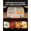 imageVEVOR Commercial Food Warmer 1500W Electric Stainless Steel Steam Food Warmer with Lid 6Pan Fast Heating Countertop Buffet Bain Marie with Soup ampamp Perforated Ladles for Catering Restaurant Party6x13Pan 48QT