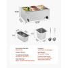 imageVEVOR Commercial Food Warmer 1500W Electric Stainless Steel Steam Food Warmer with Lid 6Pan Fast Heating Countertop Buffet Bain Marie with Soup ampamp Perforated Ladles for Catering Restaurant Party1x13Pan and 4x16Pan 24QT