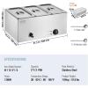 imageVEVOR Commercial Food Warmer 1500W Electric Stainless Steel Steam Food Warmer with Lid 6Pan Fast Heating Countertop Buffet Bain Marie with Soup ampamp Perforated Ladles for Catering Restaurant Party3x13Pan 24QT
