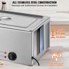imageVEVOR Commercial Food Warmer 1500W Electric Stainless Steel Steam Food Warmer with Lid 6Pan Fast Heating Countertop Buffet Bain Marie with Soup ampamp Perforated Ladles for Catering Restaurant Party1x11Pan 24QT