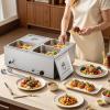imageVEVOR Commercial Food Warmer 1500W Electric Stainless Steel Steam Food Warmer with Lid 6Pan Fast Heating Countertop Buffet Bain Marie with Soup ampamp Perforated Ladles for Catering Restaurant Party4x12Pan48QT