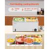 imageVEVOR Commercial Food Warmer 1500W Electric Stainless Steel Steam Food Warmer with Lid 6Pan Fast Heating Countertop Buffet Bain Marie with Soup ampamp Perforated Ladles for Catering Restaurant Party1x12Pan and 2x14Pan 24QT