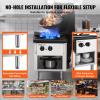 imageVEVOR Commercial Gas Stove with Cabinet Propane and Natural Gas Countertop Cooking Stove Range Stainless Steel Gas Hot Plate Commercial Cooking Equipment for Restaurant 90000 BTU1 Burners