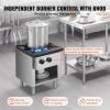 imageVEVOR Commercial Gas Stove with Cabinet Propane and Natural Gas Countertop Cooking Stove Range Stainless Steel Gas Hot Plate Commercial Cooking Equipment for Restaurant 90000 BTU1 Burners