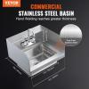 imageVEVOR Commercial Hand Sink 17x128 inch Stainless Steel Sink with Faucet ampamp Side Splash WallMount Small Hand Basin for Restaurant Kitchen Bar Garage Home