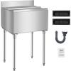 imageVEVOR Commercial Ice Bin Underbar Ice Bin Stainless Steel Ice Chest with Sliding Lid Bottle Holders Adjustable Bullet Feet Cooler Cart Cocktail Unit for Bar Restaurant Pub24 x 19 x 37 inch