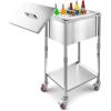 imageVEVOR Commercial Ice Bin Underbar Ice Bin Stainless Steel Ice Chest with Sliding Lid Bottle Holders Adjustable Bullet Feet Cooler Cart Cocktail Unit for Bar Restaurant Pub22 x 16 x 38 inch