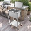 imageVEVOR Commercial Ice Bin Underbar Ice Bin Stainless Steel Ice Chest with Sliding Lid Bottle Holders Adjustable Bullet Feet Cooler Cart Cocktail Unit for Bar Restaurant Pub22 x 16 x 38 inch