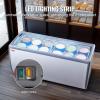 imageVEVOR Commercial Ice Cream Display Case 56 Cuft Chest Freezer Mobile Glass Top Deep Freezer Restaurant Gelato Dipping Cabinet 2 Sliding Glass Doors Locking Casters White20 Cuft