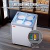 imageVEVOR Commercial Ice Cream Display Case 56 Cuft Chest Freezer Mobile Glass Top Deep Freezer Restaurant Gelato Dipping Cabinet 2 Sliding Glass Doors Locking Casters White56 Cuft