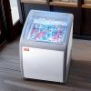 imageVEVOR Commercial Ice Cream Display Case 56 Cuft Chest Freezer Mobile Glass Top Deep Freezer Restaurant Gelato Dipping Cabinet 2 Sliding Glass Doors Locking Casters White54 Cuft