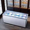 imageVEVOR Commercial Ice Cream Display Case 56 Cuft Chest Freezer Mobile Glass Top Deep Freezer Restaurant Gelato Dipping Cabinet 2 Sliding Glass Doors Locking Casters White20 Cuft