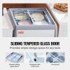 imageVEVOR Commercial Ice Cream Display Case 56 Cuft Chest Freezer Mobile Glass Top Deep Freezer Restaurant Gelato Dipping Cabinet 2 Sliding Glass Doors Locking Casters White56 Cuft