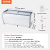 imageVEVOR Commercial Ice Cream Display Case 56 Cuft Chest Freezer Mobile Glass Top Deep Freezer Restaurant Gelato Dipping Cabinet 2 Sliding Glass Doors Locking Casters White20 Cuft