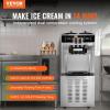 imageVEVOR Commercial Ice Cream Machine 3444 LH Yield 3400W 3Flavor Freestanding Soft Serve Ice Cream Maker 2 x 9L Stainless Steel Hopper LED Panel Allows Single Cylinder Use Overnight Refrigeration