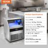 imageVEVOR Commercial Ice Maker Machine 330lbs24H Ice Maker Machine with 88lbs Storage Capacity 126 Ice Cubes in 1215 Minutes LED Digital Display Commercial Ice Maker for Bar Home Restaurant SilverSilver