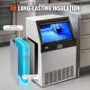 imageVEVOR Commercial Ice Maker Machine with 2 Water Inlets 100lbs24H Ice Maker with 33lbs Storage Bin 45 Ice Cubes in 15 Mins LED Digital Display Freestanding ampamp SelfCleaning for Bar Office RestaurantSilver
