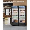 imageVEVOR Commercial Merchandiser Refrigerator 1147 CUFT Glass Door Display Refrigerator Upright Beverage Refrigerator Cooler Merchandiser with 4 Adjustable Shelves Casters Soft LED Light Black122 cuft
