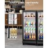 imageVEVOR Commercial Merchandiser Refrigerator 1147 CUFT Glass Door Display Refrigerator Upright Beverage Refrigerator Cooler Merchandiser with 4 Adjustable Shelves Casters Soft LED Light Black57 cuft