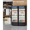 imageVEVOR Commercial Merchandiser Refrigerator 1147 CUFT Glass Door Display Refrigerator Upright Beverage Refrigerator Cooler Merchandiser with 4 Adjustable Shelves Casters Soft LED Light Black69 cuft