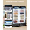 imageVEVOR Commercial Merchandiser Refrigerator 1147 CUFT Glass Door Display Refrigerator Upright Beverage Refrigerator Cooler Merchandiser with 4 Adjustable Shelves Casters Soft LED Light Black69 cuft