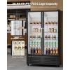 imageVEVOR Commercial Merchandiser Refrigerator 1147 CUFT Glass Door Display Refrigerator Upright Beverage Refrigerator Cooler Merchandiser with 4 Adjustable Shelves Casters Soft LED Light Black2669 cuft