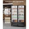imageVEVOR Commercial Merchandiser Refrigerator 1147 CUFT Glass Door Display Refrigerator Upright Beverage Refrigerator Cooler Merchandiser with 4 Adjustable Shelves Casters Soft LED Light Black1147 cuft
