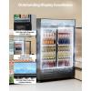 imageVEVOR Commercial Merchandiser Refrigerator 1147 CUFT Glass Door Display Refrigerator Upright Beverage Refrigerator Cooler Merchandiser with 4 Adjustable Shelves Casters Soft LED Light Black3627 cuft