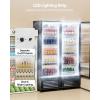 imageVEVOR Commercial Merchandiser Refrigerator 1147 CUFT Glass Door Display Refrigerator Upright Beverage Refrigerator Cooler Merchandiser with 4 Adjustable Shelves Casters Soft LED Light Black1147 cuft