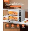 imageVEVOR Commercial Pizza Oven Countertop 14quot Double Deck Layer Stainless Steel Electric Pizza Oven with Stone and Handle Multipurpose Indoor Pizza Maker for Restaurant Home Pretzels Baked18 Inch Dual Deck Pizza Oven
