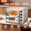 imageVEVOR Commercial Pizza Oven Countertop 14quot Double Deck Layer Stainless Steel Electric Pizza Oven with Stone and Handle Multipurpose Indoor Pizza Maker for Restaurant Home Pretzels Baked14Inch Dual Layer