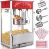 imageVEVOR Commercial Popcorn Machine 8 Oz Kettle 850 W Countertop Popcorn Maker for 48 Cups per Batch Theater Style Popper with 3Switch Control Steel Frame Tempered Glass Doors 2 Scoops 2 Spoons RedRed