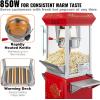 imageVEVOR Commercial Popcorn Machine 8 Oz Kettle 850 W Countertop Popcorn Maker for 48 Cups per Batch Theater Style Popper with 3Switch Control Steel Frame Tempered Glass Doors 2 Scoops 2 Spoons RedRed