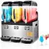 imageVEVOR Commercial Slushy Machine 12Lx3 Triple Tank Frozen Drink Machine 144 Cups Stainless Steel Margarita Smoothie Frozen Drink Maker Slushie Maker for Home Party Restaurants Cafe BarsBlack