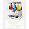 imageVEVOR Commercial Slushy Machine 15Lx2 Double Tank Margarita Machine 120 Cups Stainless Steel Margarita Smoothie Frozen Drink Machine Slushie Machine for Party Restaurants Cafe Bars15Lx3