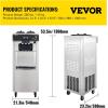 imageVEVOR Commercial Soft Ice Cream Machine 2200W Serve Yogurt Maker 3 Flavors Ice Cream Maker 53 to 74 Gallons per Hour Auto Clean LCD Panel for Restaurants Snack Bars Stainless SteelVertical 3 Flavors Basic Model