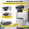 imageVEVOR Commercial Soft Ice Cream Machine 2200W Serve Yogurt Maker 3 Flavors Ice Cream Maker 53 to 74 Gallons per Hour Auto Clean LCD Panel for Restaurants Snack Bars Stainless SteelVertical 3 Flavors Basic Model