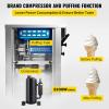 imageVEVOR Commercial Soft Ice Cream Machine 2200W Serve Yogurt Maker 3 Flavors Ice Cream Maker 53 to 74 Gallons per Hour Auto Clean LCD Panel for Restaurants Snack Bars Stainless SteelVertical 3 Flavors Basic Model