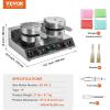 imageVEVOR Commercial Waffle Maker DualHead Round Waffle Baker Machine 2460W NonStick Stainless Steel Belgian Waffle Iron with Temp and Time Control Handle for Restaurant Bakery Snack Bar Family2Head