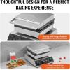imageVEVOR Commercial Waffle Maker DualHead Round Waffle Baker Machine 2460W NonStick Stainless Steel Belgian Waffle Iron with Temp and Time Control Handle for Restaurant Bakery Snack Bar Family4PCS