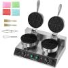 imageVEVOR Commercial Waffle Maker DualHead Round Waffle Baker Machine 2460W NonStick Stainless Steel Belgian Waffle Iron with Temp and Time Control Handle for Restaurant Bakery Snack Bar Family2Head