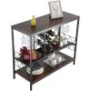 imageVEVOR Corner Industrial Bar Cabinet Wine Table for Liquor ampamp Glasses Sideboard Buffet Cabinet with Glass Holder Freestanding Farmhouse Wood Coffee Bar Cabinet for Living Room Home Bar Black Walnut394D x 157W x 337H