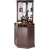 imageVEVOR Corner Industrial Bar Cabinet Wine Table for Liquor ampamp Glasses Sideboard Buffet Cabinet with Glass Holder Freestanding Farmhouse Wood Coffee Bar Cabinet for Living Room Home Bar Black Walnut148D x 13W x 724H