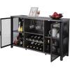 imageVEVOR Corner Industrial Bar Cabinet Wine Table for Liquor ampamp Glasses Sideboard Buffet Cabinet with Glass Holder Freestanding Farmhouse Wood Coffee Bar Cabinet for Living Room Home Bar Black Walnut55D x 138W x 323H