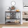 imageVEVOR Corner Industrial Bar Cabinet Wine Table for Liquor ampamp Glasses Sideboard Buffet Cabinet with Glass Holder Freestanding Farmhouse Wood Coffee Bar Cabinet for Living Room Home Bar Black Walnut394D x 157W x 337H