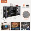 imageVEVOR Corner Industrial Bar Cabinet Wine Table for Liquor ampamp Glasses Sideboard Buffet Cabinet with Glass Holder Freestanding Farmhouse Wood Coffee Bar Cabinet for Living Room Home Bar Black Walnut55D x 138W x 323H