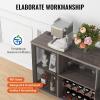 imageVEVOR Corner Industrial Bar Cabinet Wine Table for Liquor ampamp Glasses Sideboard Buffet Cabinet with Glass Holder Freestanding Farmhouse Wood Coffee Bar Cabinet for Living Room Home Bar Black Walnut55D x 138W x 323H