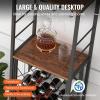 imageVEVOR Corner Industrial Bar Cabinet Wine Table for Liquor ampamp Glasses Sideboard Buffet Cabinet with Glass Holder Freestanding Farmhouse Wood Coffee Bar Cabinet for Living Room Home Bar Black Walnut12D x 18W x 61H