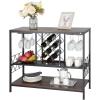 imageVEVOR Corner Industrial Bar Cabinet Wine Table for Liquor ampamp Glasses Sideboard Buffet Cabinet with Glass Holder Freestanding Farmhouse Wood Coffee Bar Cabinet for Living Room Home Bar Black Walnut394D x 157W x 337H